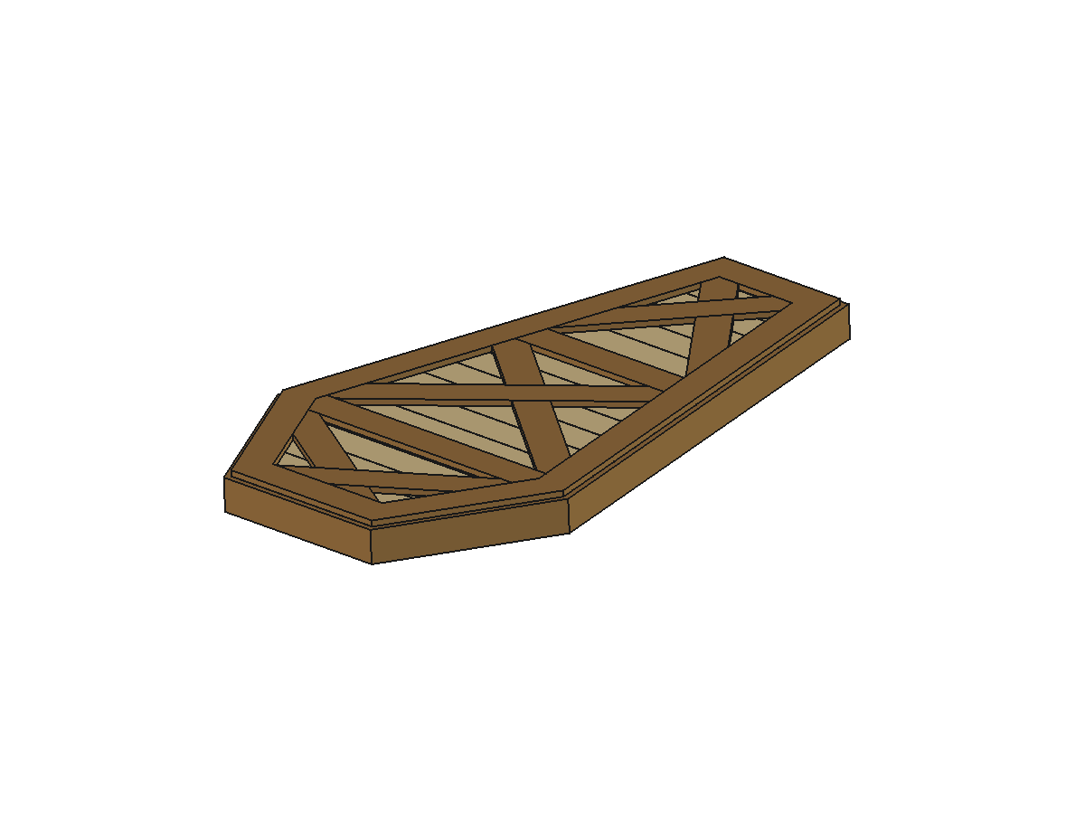 Coffin lid assembly axonometric detail